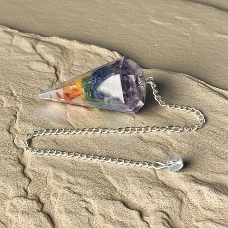 Pendule Orgonite 7 chakras – outil de divination énergétique
