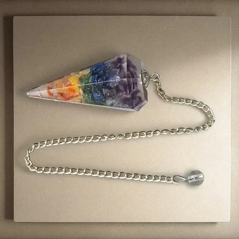 Pendule Orgonite 7 chakras – outil de divination énergétique
