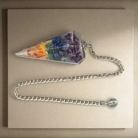Pendule Orgonite 7 chakras – outil de divination énergétique