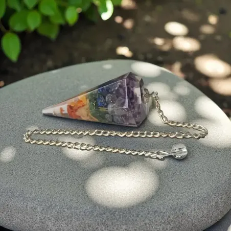 Pendule Orgonite 7 chakras – outil de divination énergétique