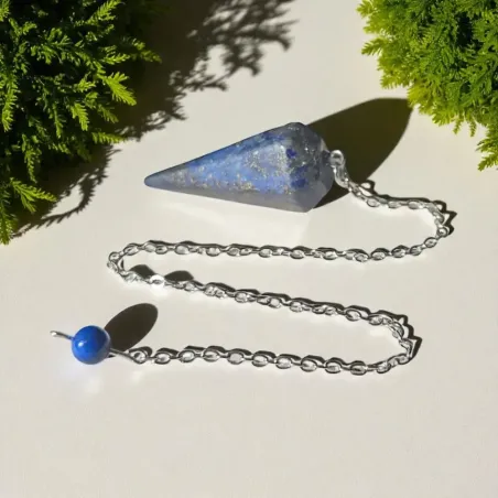 Pendule lapis lazuli hexagonal – radiesthésie & pierre d’intuition