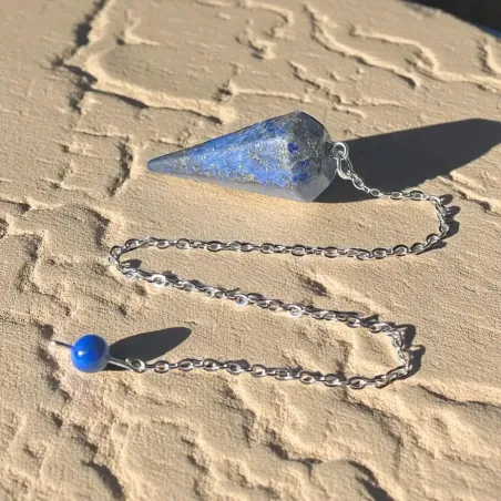 Pendule lapis lazuli hexagonal – radiesthésie & pierre d’intuition