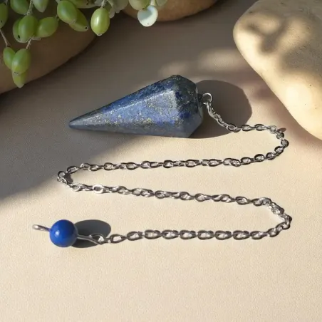Pendule lapis lazuli hexagonal – radiesthésie & pierre d’intuition