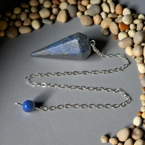 Pendule lapis lazuli hexagonal – radiesthésie & pierre d’intuition