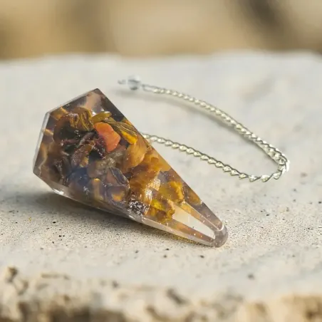Pendule orgonite œil de tigre – Protection et transmutation énergétique