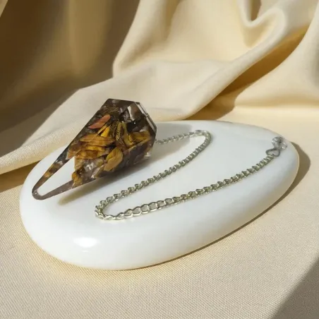Pendule orgonite œil de tigre – Protection et transmutation énergétique