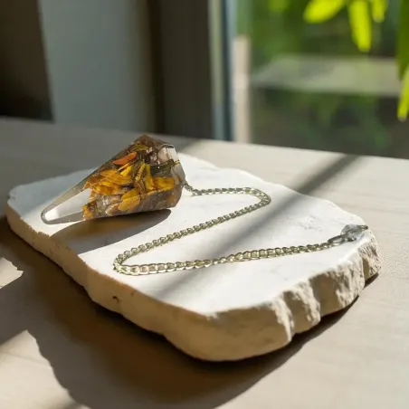 Pendule orgonite œil de tigre – Protection et transmutation énergétique
