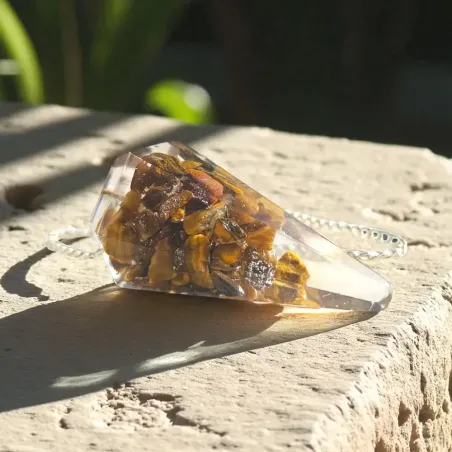 Pendule orgonite œil de tigre – Protection et transmutation énergétique