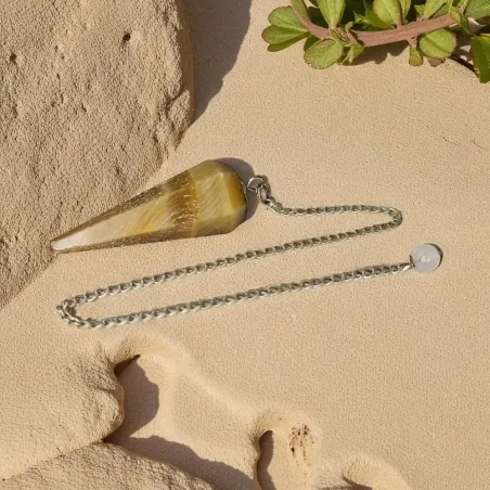 Pendule Facetté en Œil de Tigre – Radiesthésie et Protection