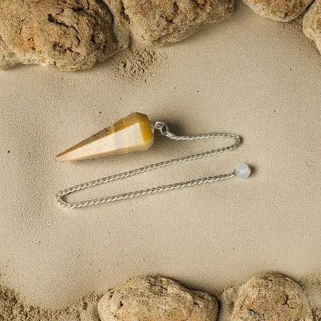 Pendule Facetté en Œil de Tigre – Radiesthésie et Protection