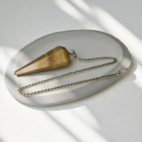 Pendule Facetté en Œil de Tigre – Radiesthésie et Protection