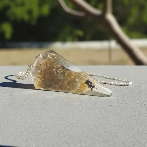 Pendule Orgonite & Labradorite – Intuition & protection