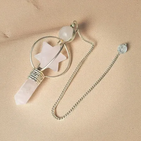 Pendule Merkaba Quartz Rose – Divination douce et spirituelle