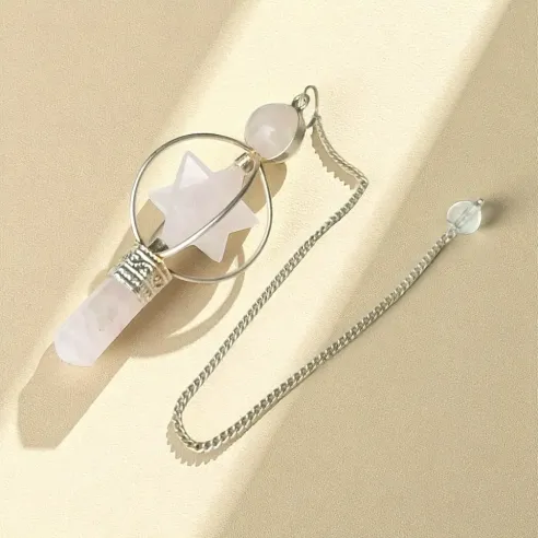 Pendule Merkaba Quartz Rose – Divination douce et spirituelle