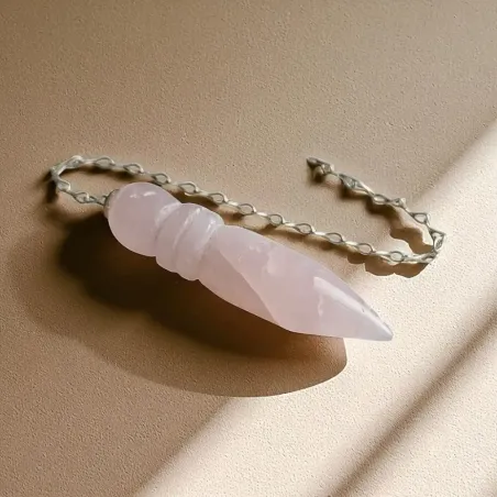 Pendule Égyptien Quartz Rose – Intuition & Énergie du cœur
