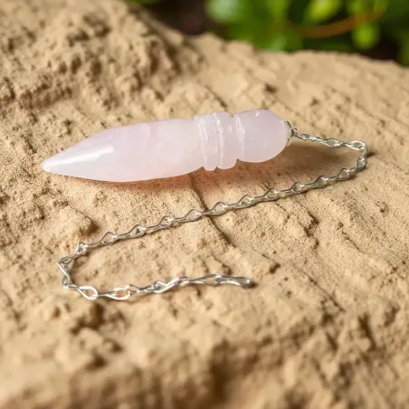 Pendule Égyptien Quartz Rose – Intuition & Énergie du cœur