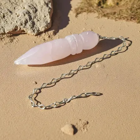 Pendule Égyptien Quartz Rose – Intuition & Énergie du cœur