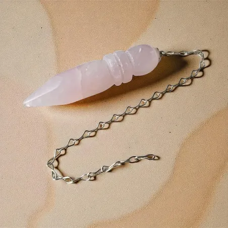 Pendule Égyptien Quartz Rose – Intuition & Énergie du cœur