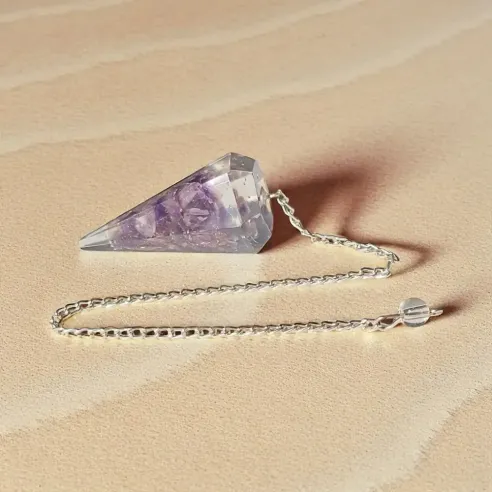 Pendule Orgonite Améthyste – Radiesthésie et protection