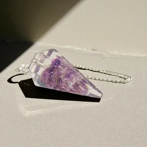 Pendule Orgonite Améthyste – Radiesthésie et protection