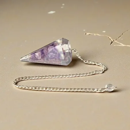 Pendule Orgonite Améthyste – Radiesthésie et protection