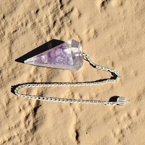 Pendule Orgonite Améthyste – Radiesthésie et protection