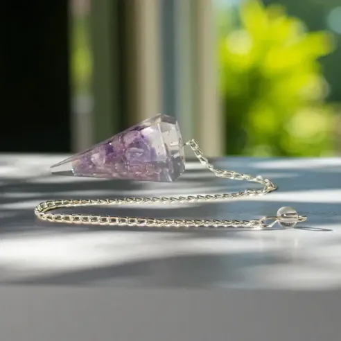 Pendule Orgonite Améthyste – Radiesthésie et protection