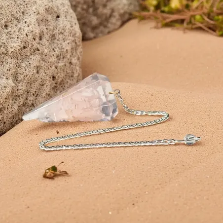 Pendule Orgonite Quartz Rose – Radiesthésie douce et émotionnelle