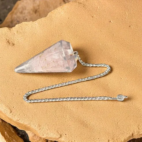 Pendule Orgonite Quartz Rose – Radiesthésie douce et émotionnelle
