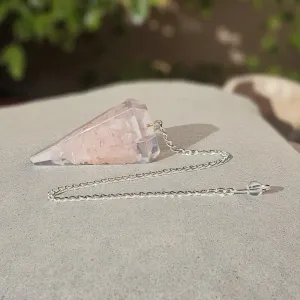 Pendule Orgonite Quartz Rose – Radiesthésie douce et émotionnelle