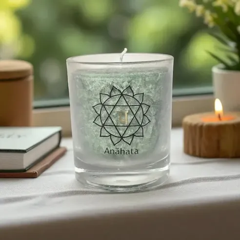 Petite bougie chakra cœur – Amour et équilibre émotionnel
