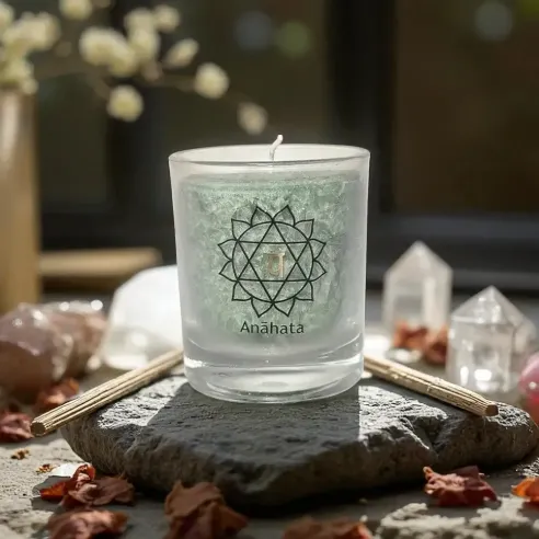 Petite bougie chakra cœur – Amour et équilibre émotionnel