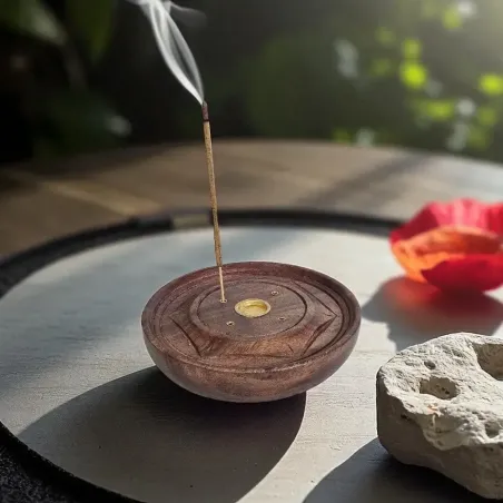 Porte-Encens Rond en Bois – Élégance & Simplicité sacrée