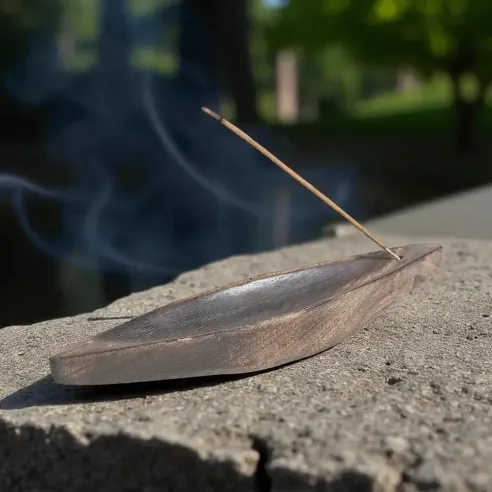 Porte-Encens Double Pirogue – Support artisanal pour encens