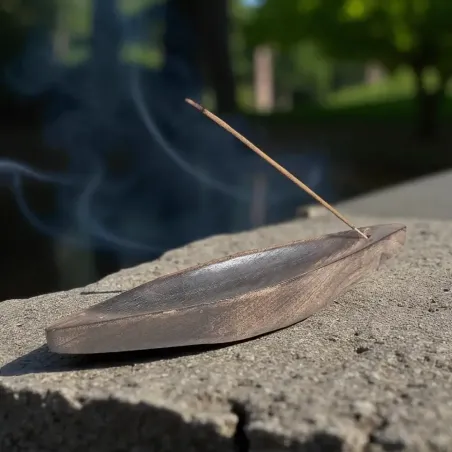 Porte-Encens Double Pirogue – Support artisanal pour encens