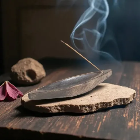 Porte-Encens Double Pirogue – Support artisanal pour encens