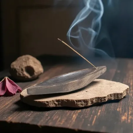 Porte-Encens Double Pirogue – Support artisanal pour encens