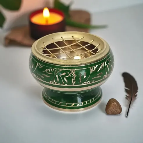 Encensoir Vert - Doré – Élégance & Purification sacrée