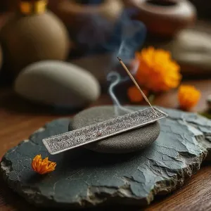 Porte Encens Métallique 23cm – Support pour Rituel Spirituel