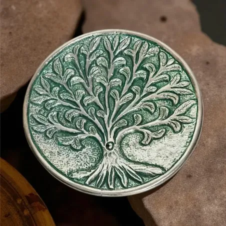 Porte encens métal arbre de vie – Support vert et symbolique