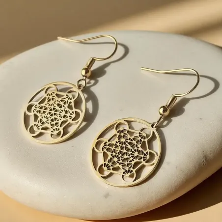 Boucles d’oreilles Metatron acier inox– Élégance ésotérique
