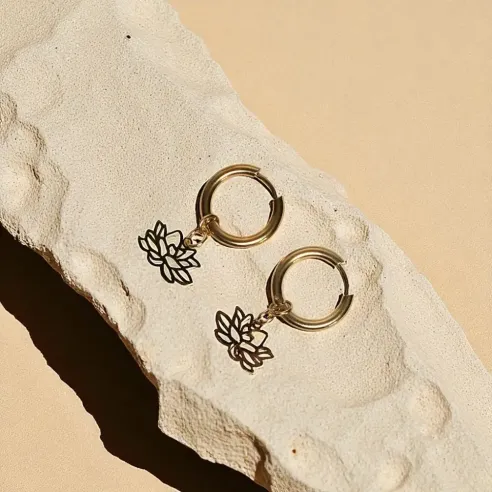 Boucles d'oreilles Lotus boucle – Éveil & Pureté