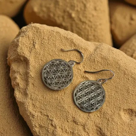 Boucles d'oreilles fleur de vie laiton - Harmonie et énergie