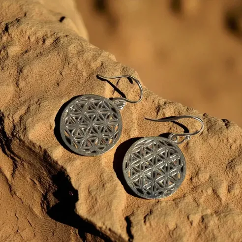 Boucles d'oreilles fleur de vie laiton - Harmonie et énergie