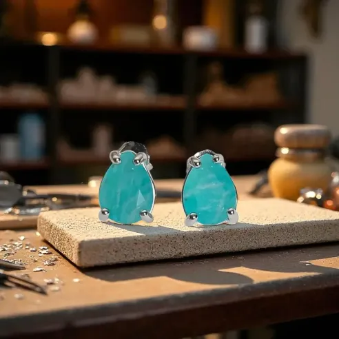 Boucles d'oreilles Amazonite Argent 925 - Sérénité équilibre