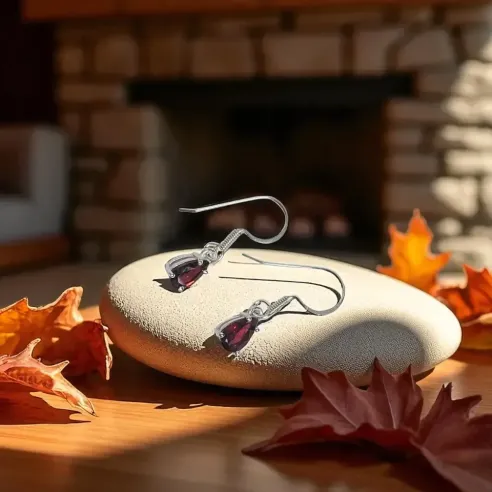 Boucles d’oreilles grenat argent – Ancrage & énergie du cœur