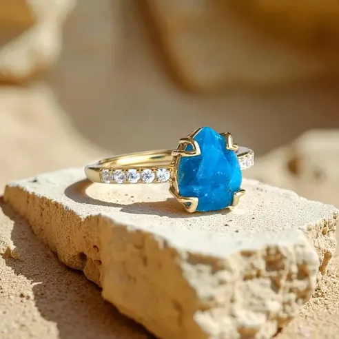 Bague Argent 925 & Apatite - clarté mentale & expression