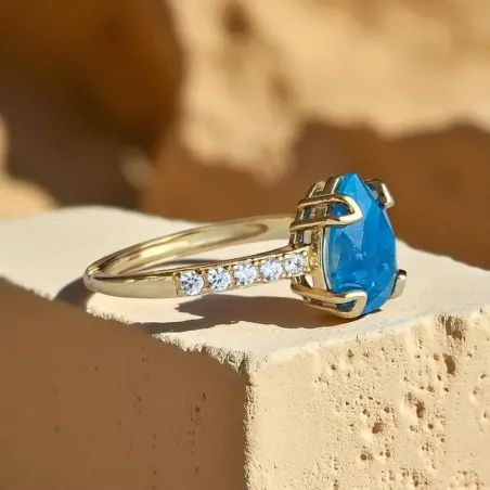 Bague Argent 925 & Apatite - clarté mentale & expression