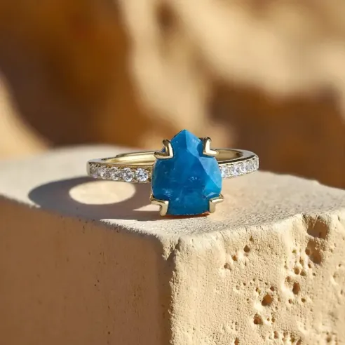 Bague Argent 925 & Apatite - clarté mentale & expression