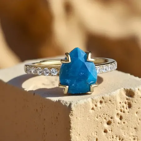 Bague Argent 925 & Apatite - clarté mentale & expression